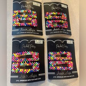 NEW Packed Party Lot of 4 Multi-Colored Beaded Hair Clip Accessories